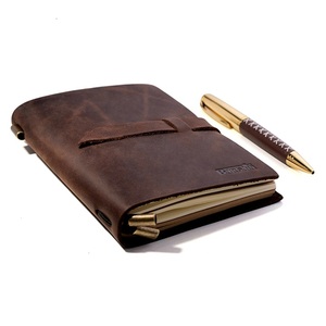 Custom Leather Bound Notebook Journal Refillable Notepad Planner for Writing and Travel With <strong>Fountain</strong> <strong>Pen</strong> - Product Image 1