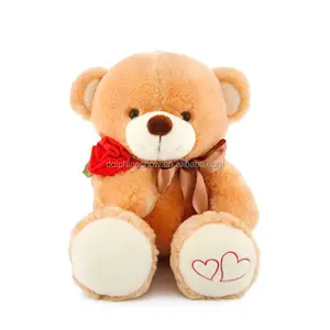 Nettes Teddybär Plüsch tier mit Rose für Valentinstag Geschenke billige Kinder ausgestopft Teddybär Spielzeug großen Großhandel