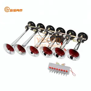 12v Six Trumpet Electric Musical Car Air Horn 8 Button Switch Fit for Lorries,Trucks and Boats