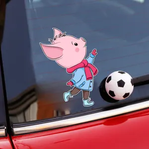 ETIE stiker dekorasi mobil, tempelan kaca mobil gaya lucu kartun 3D pvc lucu untuk sepak bola