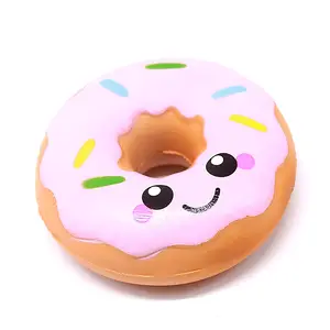 Kawaii sevimli balçık Donut kek Squishies belgelendirme ile kokulu Jumbo sıkmak oyuncak pembe Donut Squishy oyuncak