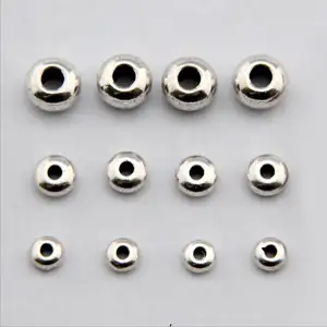 5/6/8mm Wholesale Cheap Oblate Silver Plated Spacer Beads Charm Jewelry Accessories Components Metal Beads For Necklace Bracelet