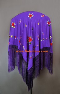 <span class=keywords><strong>Manton</strong></span> de Manila 100% de 45 pulgadas, chales de flamenco español de seda pura bordada a mano - Product Image 2