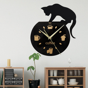 A forma di gatto cafe decorato <span class=keywords><strong>con</strong></span> appeso orologio <span class=keywords><strong>da</strong></span> <span class=keywords><strong>parete</strong></span> in acrilico decorativo Moderno orologio digitale - Product Image 5