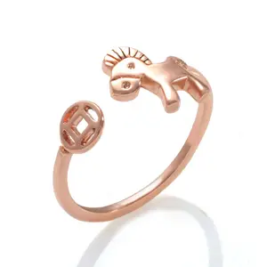 Verstelbare eenhoorn ring rose goud vinger ring