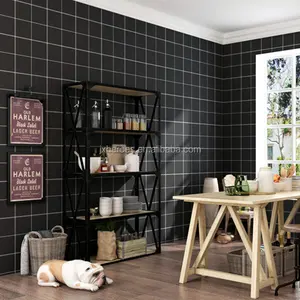 Simple and Classic Black and White Square Design PVC Wallpaper