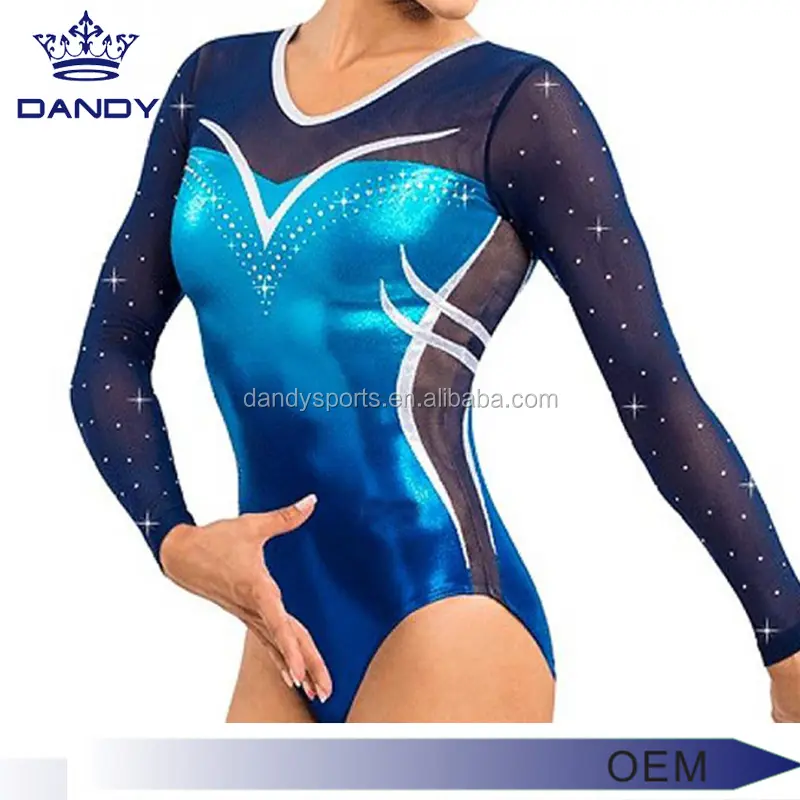 Custom made rekabet kızlar mayoları OEMs hizmeti spandex uzun kollu seksi jimnastik mayoları kızlar için