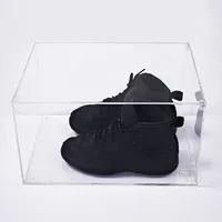 Custom Maten Clear Transparante Magnetische Sneaker Display Acryl Drop Front Schoen Case Doos Met Magneet Opening Deur