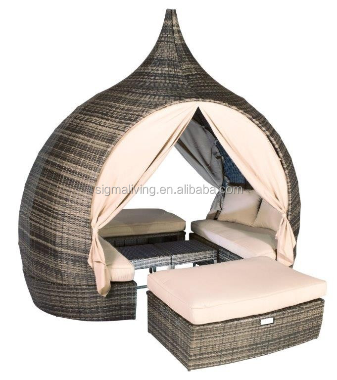 Latest Designs Wicker Daybed Outdoor Furniture Large Sun Bed Chaise Lounge Day Bed