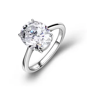 High Quality 1 Carat Oval Cut Diamond 18K White Gold Ladies Moissanite Rings