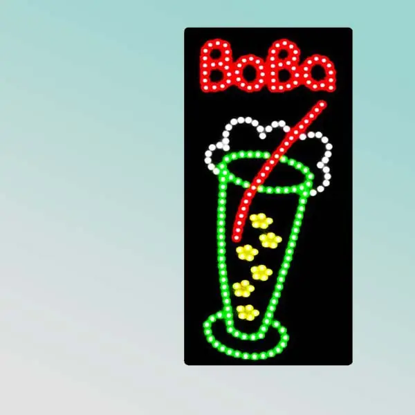 CE 12X24" acrylic animated bar neon boba led lighted sign