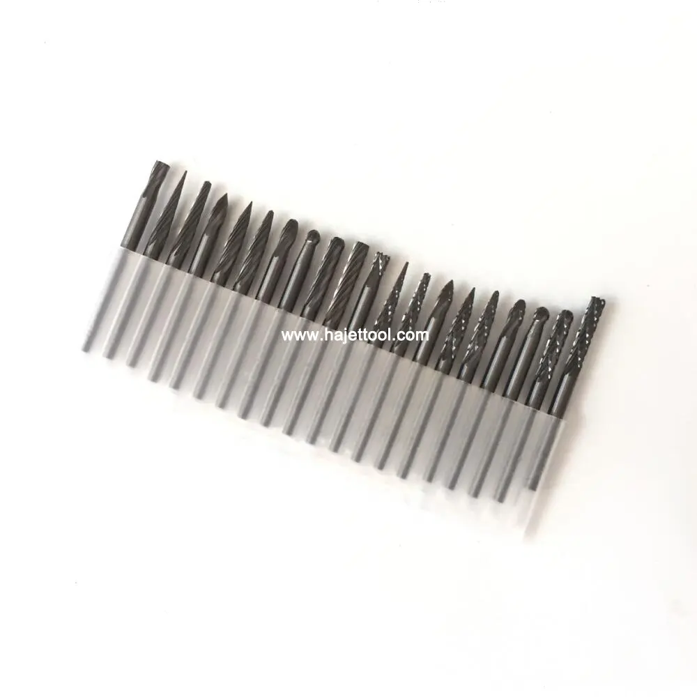 High Quality 20 pcs Abrasive Double Lines Tungsten Carbide Bur 3x3mm Dremel Rotary Grinding Drill Bit