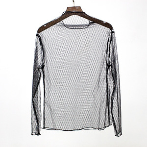 Donne di Estate della molla Della Camicia Camicetta di <span class=keywords><strong>Pizzo</strong></span> Parti Superiori Sexy Manica Lunga <span class=keywords><strong>Maglia</strong></span> <span class=keywords><strong>Nera</strong></span> See-through Camicette - Product Image 2