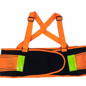 带吊带的反光橙色和黑色工业腰部背部支撑带