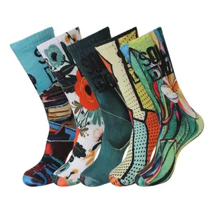 Factory direct wholesale fashion custom printed sport basketball soccer ankle oem print sublimated 3d mens socks