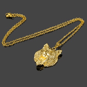 JB-07 Alibaba Jewlery 24k Gold <strong>Wolf</strong> Hip Hop Jewelry <strong>Necklace</strong> - Product Image 2