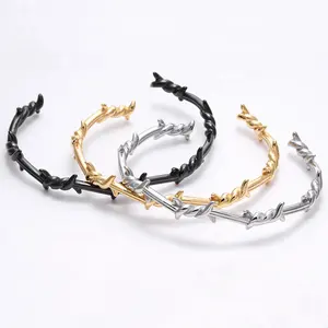 Innovation item stainless steel jewelry barbed wire bracelet jewelry adjustable bangle cuff