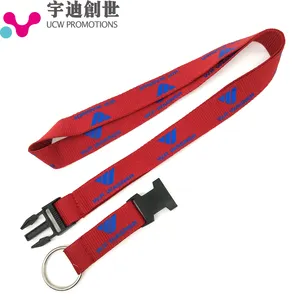 Custom Silk Screen Airline Lanyard Polyester Material Detachable Lanyard with Keyring