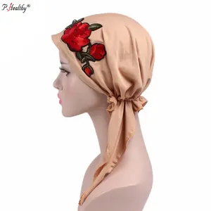 P-صحي جديد تصاميم مسلم الأوشحة أزياء المرأة عادي البوليستر الحجاب مع روز التطريز