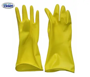 H300 家用天然橡胶乳胶手套，棉质植绒衬里用于厨房清洁洗碗