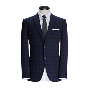 Abito da <span class=keywords><strong>Uomo</strong></span> su Misura <span class=keywords><strong>Blu</strong></span> <span class=keywords><strong>Navy</strong></span> con <span class=keywords><strong>Blazer</strong></span> a Quadri in Lana - Product Image 2