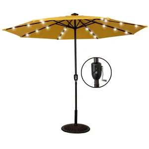 Uv Kháng Ban Công Vườn Patio 9Ft Năng Lượng Mặt Trời Led Ánh Sáng Patio Umbrella Với Cổng Usb