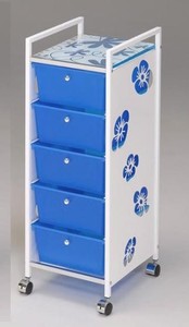 Cajonera de 5 Niveles con Ruedas Metálicas y Diseño de Flores Amarillas - Product Image 5