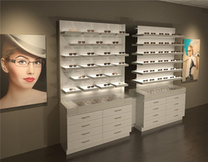 Modern Retail <strong>Optical</strong> Shop Case Wooden Floor Standing Locking Counter Cabinet <strong>Stand</strong> Customized High End Sunglasses <strong>Display</strong> - Product Image 1
