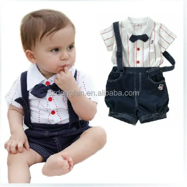 High quality newborn baby boys children clothing set custom kids clothes denim jeans romper playsuits dungarees and t-shirt 2016