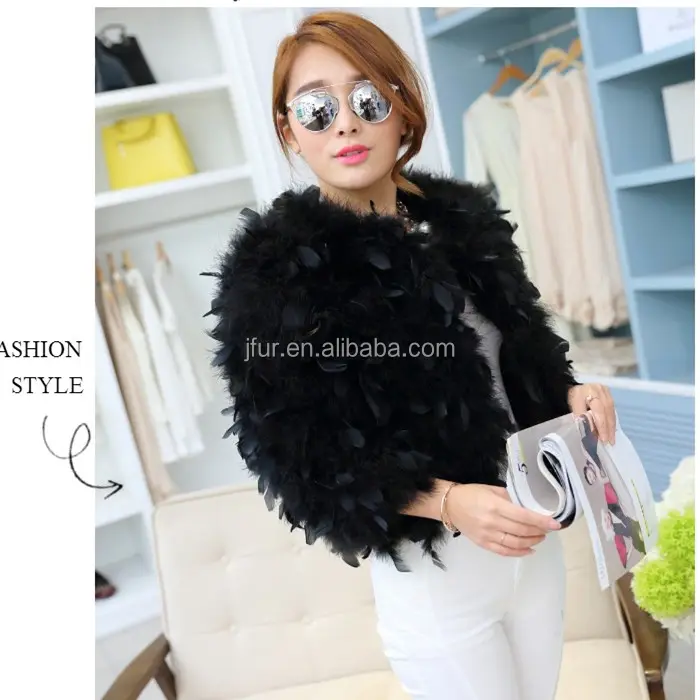 New Arrival Famous Design Turkey Feather Jacket/Famous Fur Jacket Women