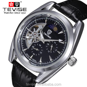 Novo homem mens <span class=keywords><strong>militray</strong></span> marrom preto pulseira de couro data dia esporte automático relógio de pulso - Product Image 1