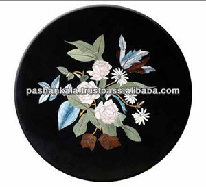 Exclusive Black Marble <b>Stone</b> Inlaid <b>Table</b> <b>Tops</b> - Product Image 1