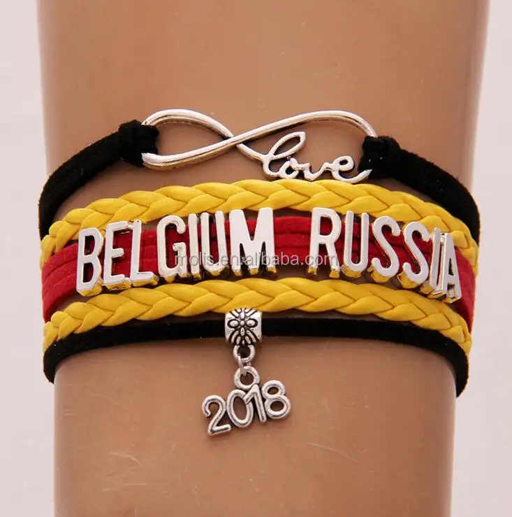 cheap football soccer fans Belgium braided bracelet