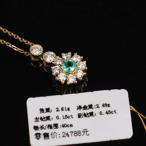 SGARIT Bijoux Usine En Gros À La Mode Diamant 0.15ct Pierre Naturelle Émeraude <span class=keywords><strong>Collier</strong></span> - Product Image 4