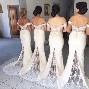 <span class=keywords><strong>Robe</strong></span> de Demoiselle d'Honneur Sirène en Dentelle Grande Taille à Épaules Dénudées et Col en V <span class=keywords><strong>pour</strong></span> <span class=keywords><strong>Cocktail</strong></span> et Soirée MBA350 - Vente Flash - Product Image 1