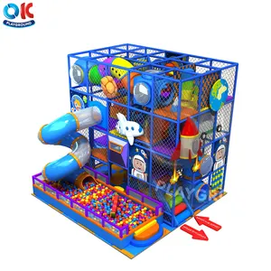 OK parque infantil, colorido Tema del espacio exterior, diseño libre, suave, tobogán de tubo de plástico para interiores para niños, a la venta