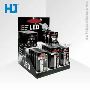 Caja de exhibición de cartón corrugado de papel de bombillas LED para tienda minorista