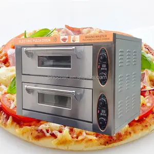 Horno eléctrico de panadería para Pizza, 2 capas, 2 bandejas, con piedra de cerámica