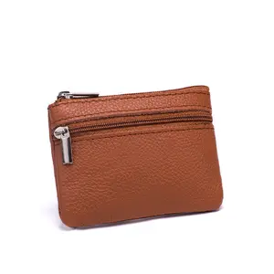 Wholesale Genuine Leather Purse Mini Car Holder Simple Coin Wallet with Zip