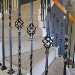 Barandilla de escaleras de hierro forjado prefabricado Interior, balaustres de hierro forjado para escalera