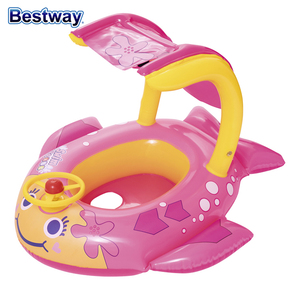 Jouets <span class=keywords><strong>de</strong></span> l'eau Gonflable Bébé Siège Float Enfants Nager Bateau Avec Pare-Soleil - Product Image 2