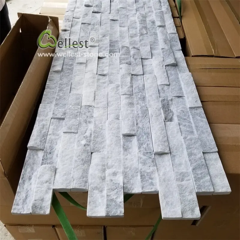 Wholesale Split Face Cloudy White Grey Marble Culture Stone Wall Panel