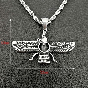 Vintage Old Silver <span class=keywords><strong>Zoroastrisme</strong></span> Anneau Pendentif Mazdaism Collier En Acier Inoxydable - Product Image 3