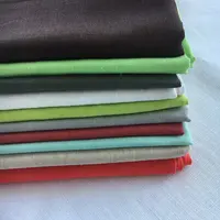 Çeşitli renk hazır stok düz boyalı dokuma ince keten pamuk kumaş elbise için