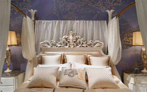 <span class=keywords><strong>Lit</strong></span> à baldaquin en bois massif sculpté antique <span class=keywords><strong>de</strong></span> style européen classique, blanc neige, pour mariage BF05-YS033 - Product Image 2
