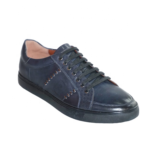 2019 Blue China Factory Cheap Fasteners Lace Real Leather Fashion Casual Canvas Men's Sports Shoes