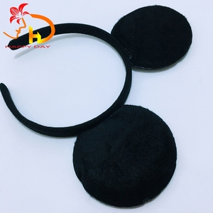 Solid Black Plastic Mouse Ears Plush <strong>Headband</strong> for Birthday <strong>Halloween</strong> Christmas Party-Unisex Daily Use HAPPY DAY - Product Image 4