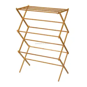 De Madera plegable de secado de la ropa Rack | Lavandería y colgar la ropa de Bambú |