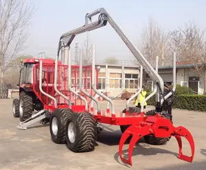 New Design Low Cost CE WOOD TRAILER WITH CRANE forest equipment log trailers with grapple