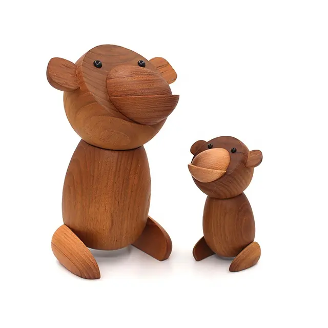 नॉर्डिक शैली लकड़ी के जानवर मूर्तियों लकड़ी जापानी <span class=keywords><strong>बंदर</strong></span> आंकड़े घर सजावट गहने शिल्प लड़का खिलौने और शौक